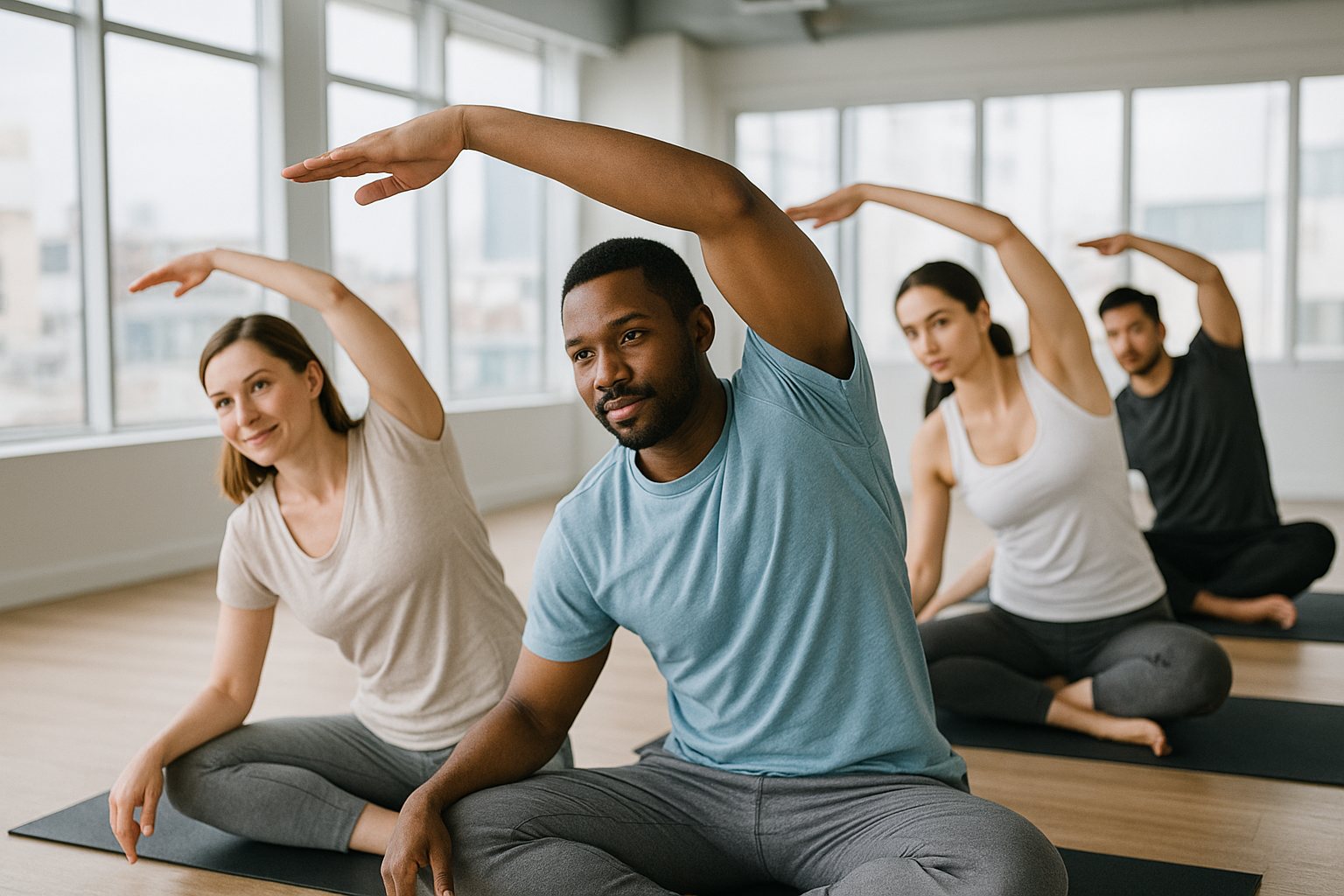 Personas realizando ejercicios de movilidad